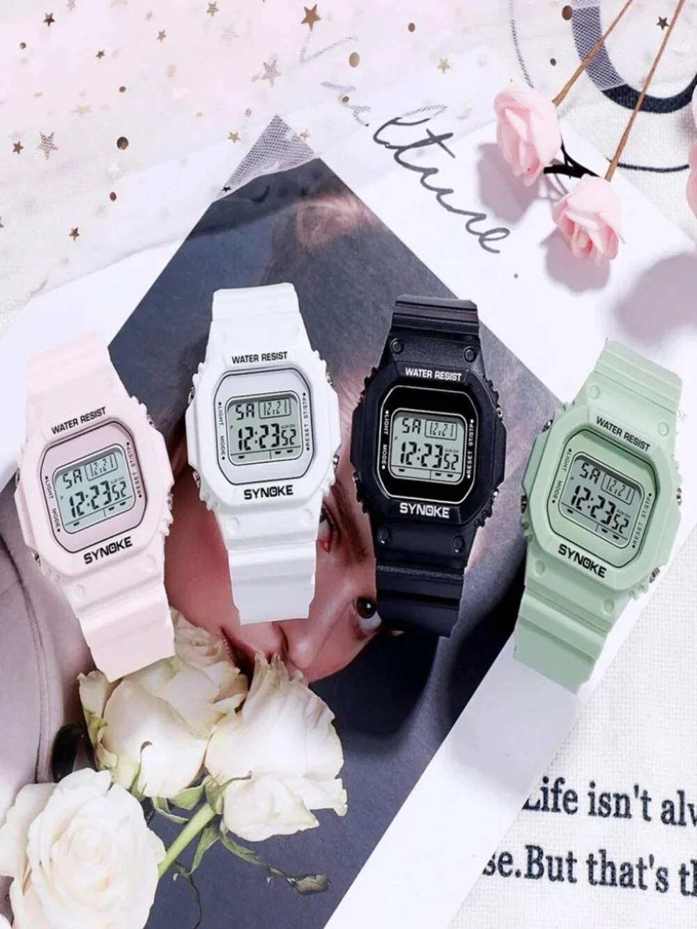 Women Outdoor Sport Watch Digital Watch Waterproof Watch LED Wristwatch XmasGift